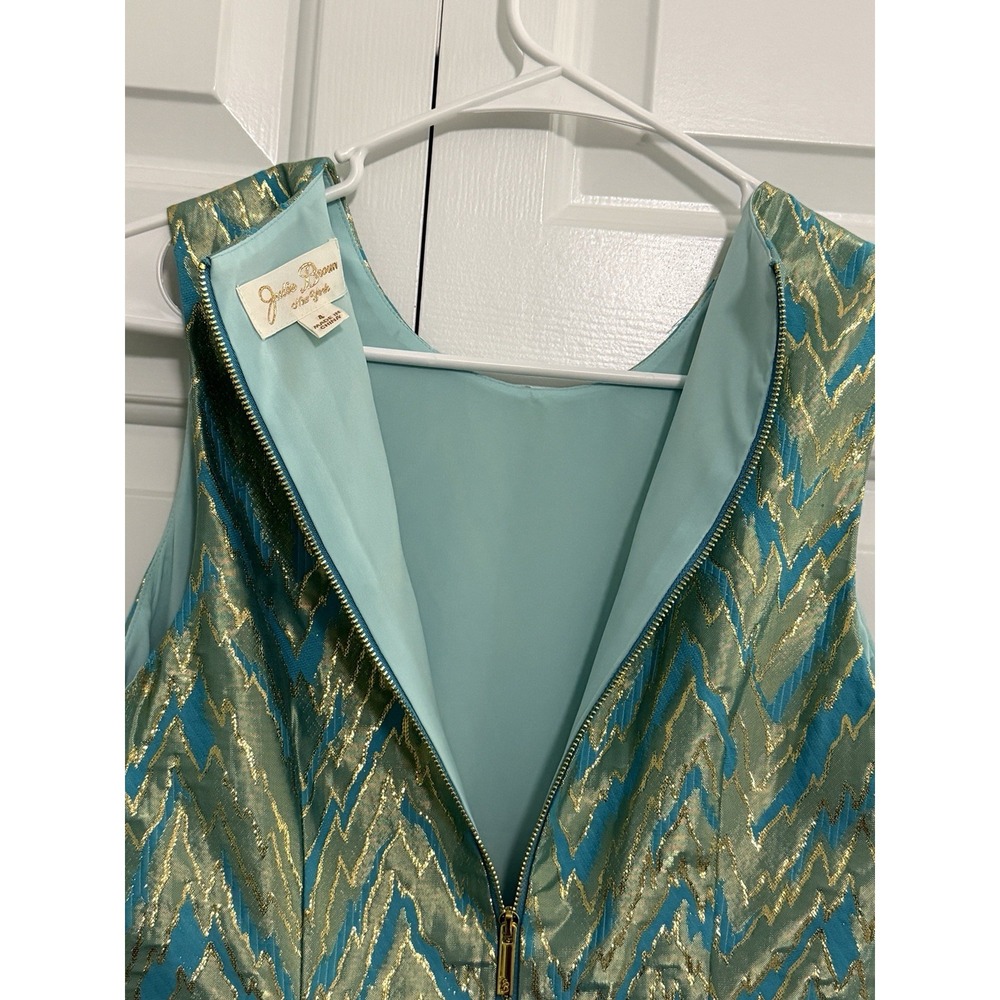 Beautiful JB Julie Brown A-Line Dress, Teal Blue Gold Iridescent Women's Sz 4 - Picture 3 of 8